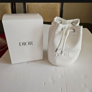 Dior Elegant White Drawstring Pouch